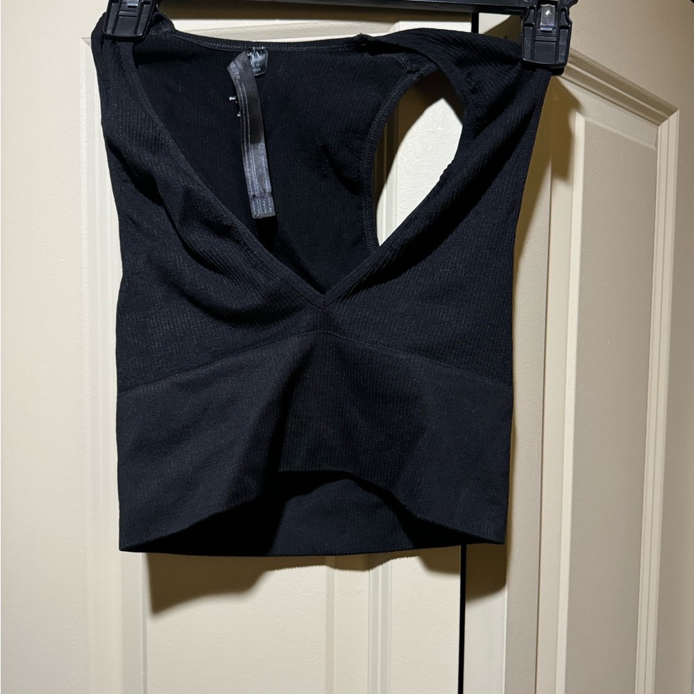 Black Ribbed Crop Top - Picture 2 of 2